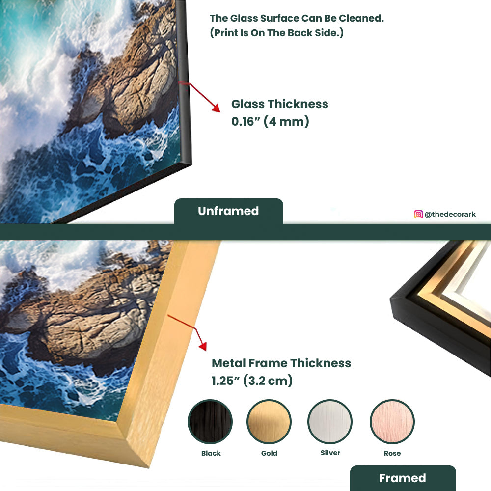 Oceanic Symphony: Waves in the Ocean Tempered Glass Wall Art