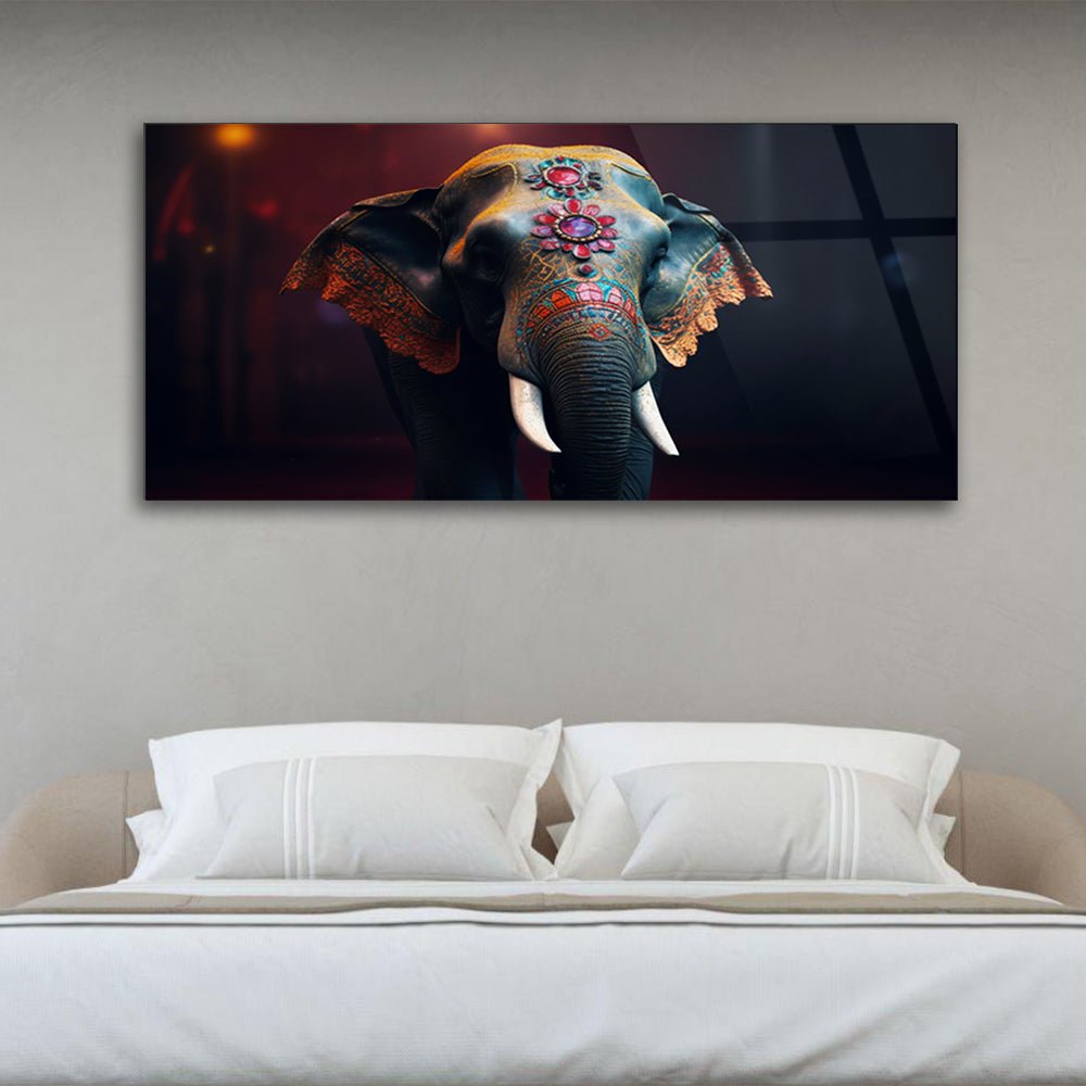 Sacred Elephant: Generative AI Art of Indian Elephant on Glass