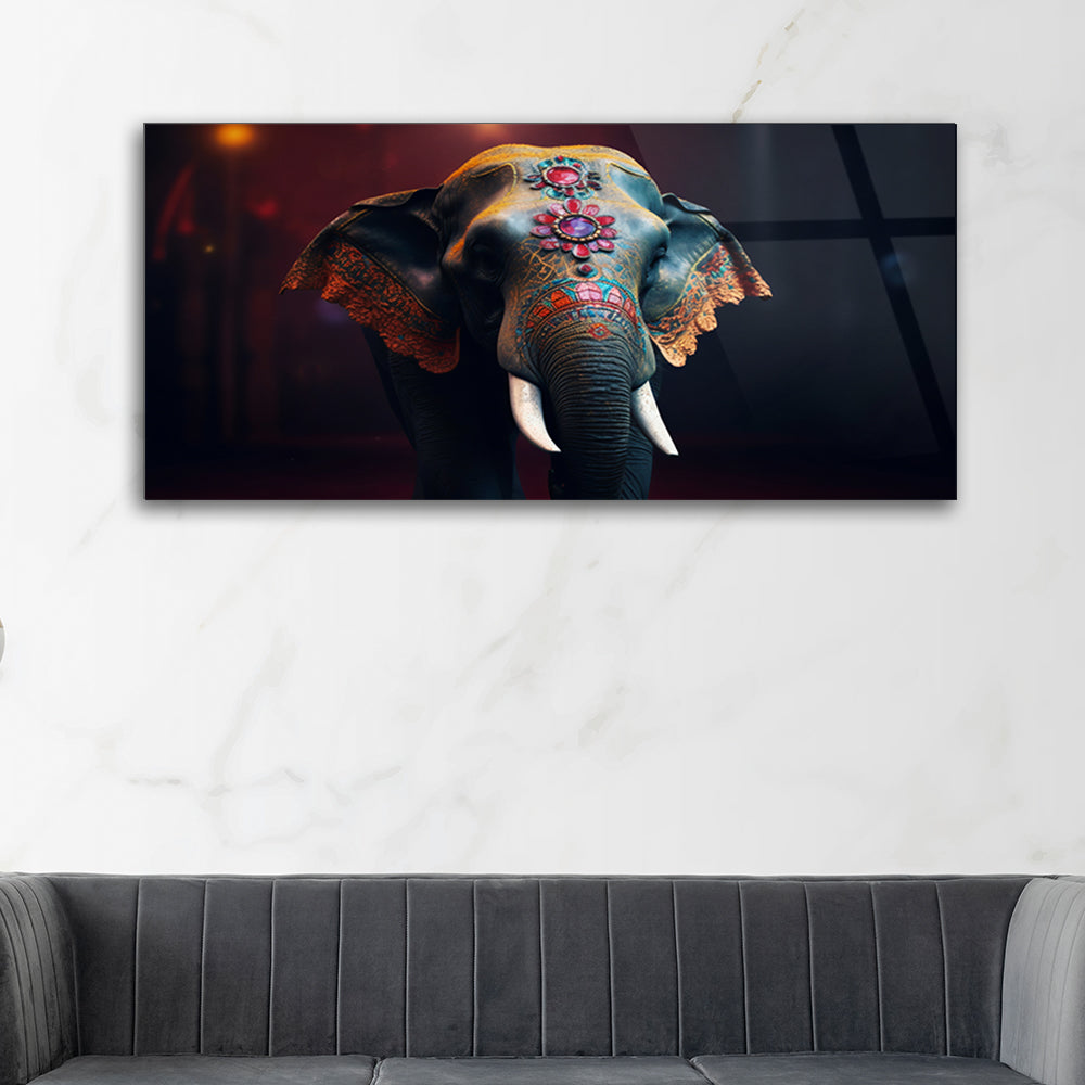 Sacred Elephant: Generative AI Art of Indian Elephant on Glass