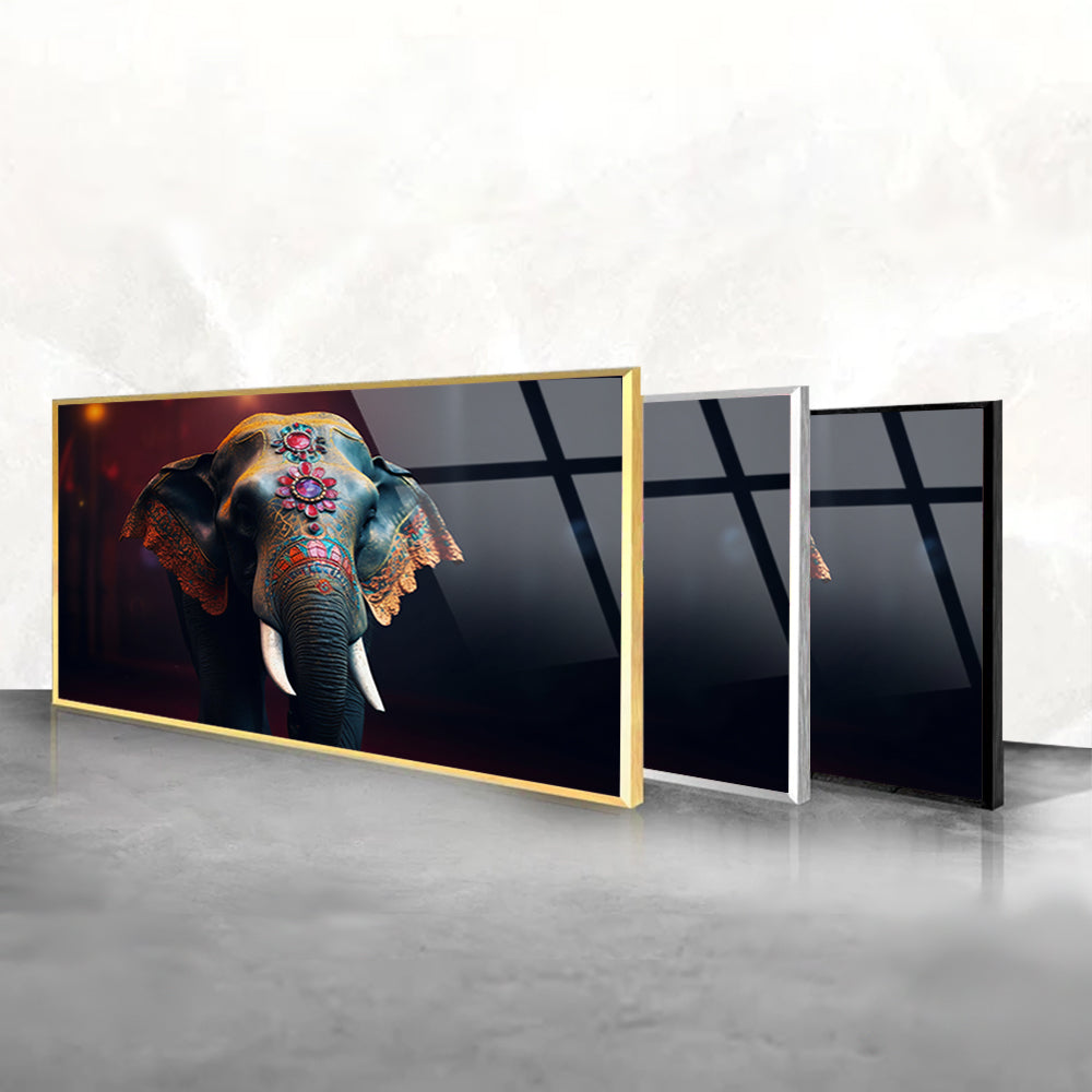 Sacred Elephant: Generative AI Art of Indian Elephant on Glass