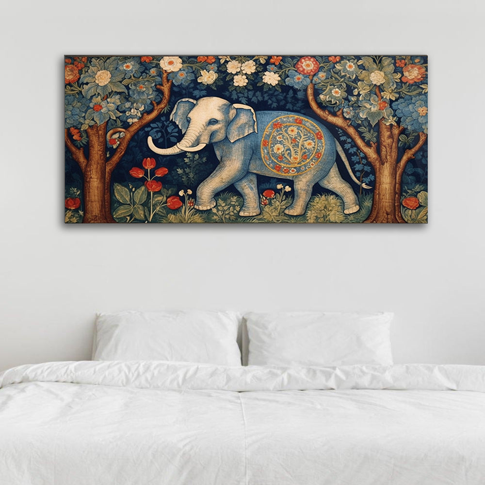 Elephant Dreams: Vibrant Elephant Painting by AI Generative Art on Glass