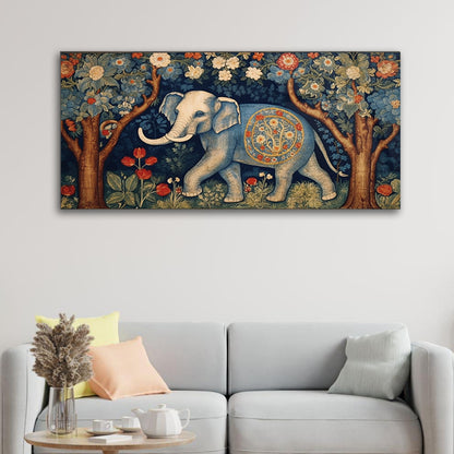 Elephant Dreams: Vibrant Elephant Painting by AI Generative Art on Glass