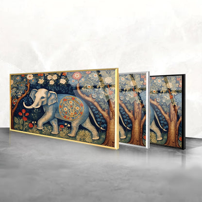 Elephant Dreams: Vibrant Elephant Painting by AI Generative Art on Glass