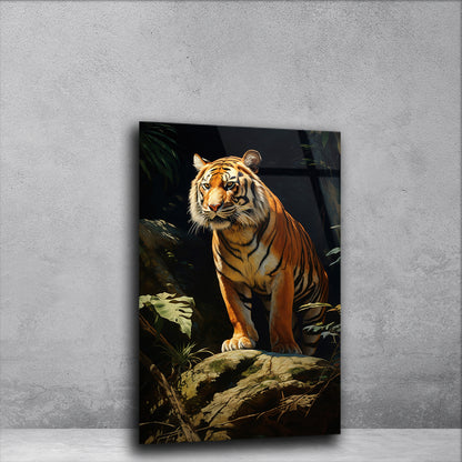 Cave Guardian Chronicles: Tiger's Enigmatic Emergence on Glass