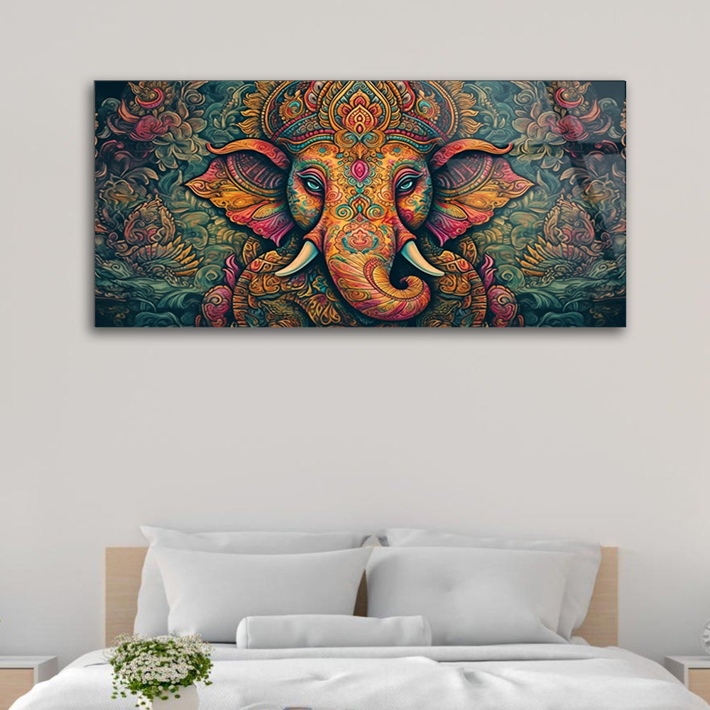 Elephant Essence: Elephant Portrait Art on Tempered Glass