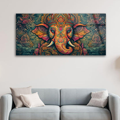 Elephant Essence: Elephant Portrait Art on Tempered Glass