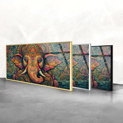 Elephant Essence: Elephant Portrait Art on Tempered Glass