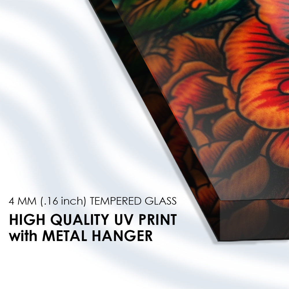 Blossoming Bloom: Floral Pattern with a Flower on Tempered Glass