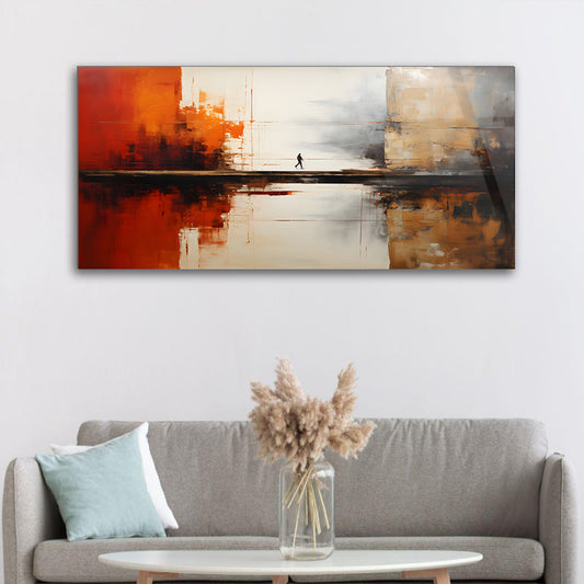 Urban Serenity: Abstract City and Lake Views Painting on Glass