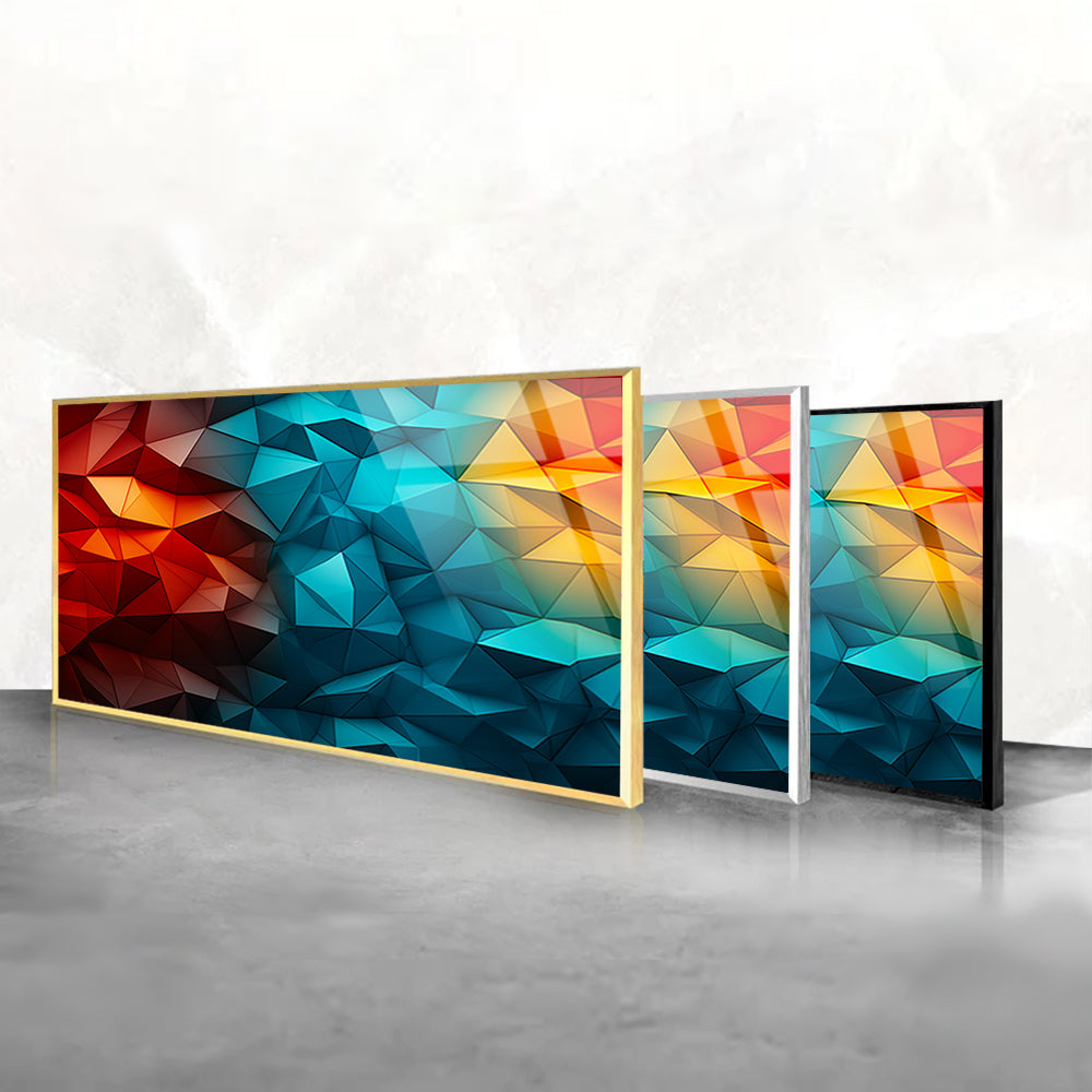 Celestial Harmony: Ethereal Trianglify Tempered Glass Art