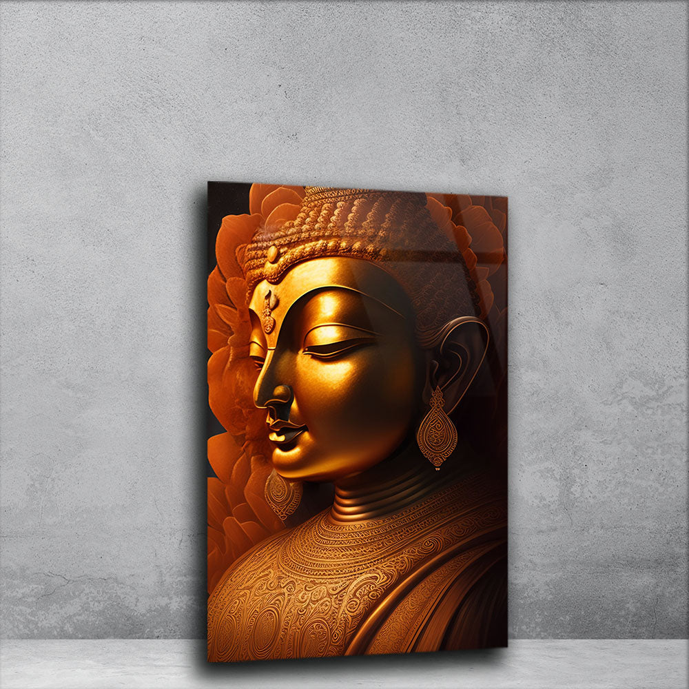 Tranquil Buddha: Serene Buddha Statue on Artistic Glass