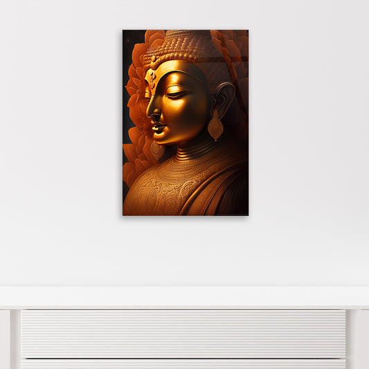 Tranquil Buddha: Serene Buddha Statue on Artistic Glass