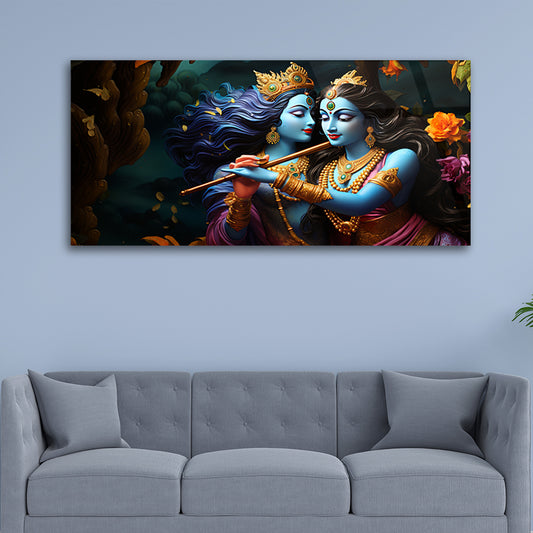 Eternal Embrace: Radha Krishna Portrait by Visionaries