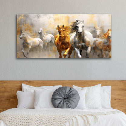 Equestrian Elegance: Running Horses Painting by Artisans