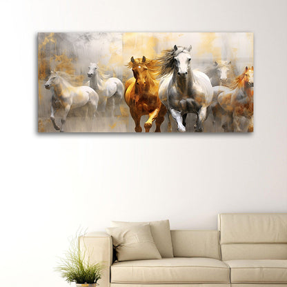 Equestrian Elegance: Running Horses Painting by Artisans