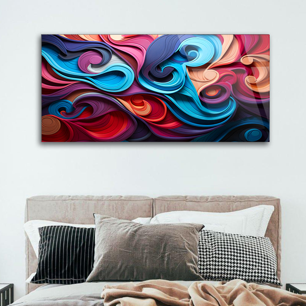 Spiral Serenity: Colorful Tempered Glass Wall Accent