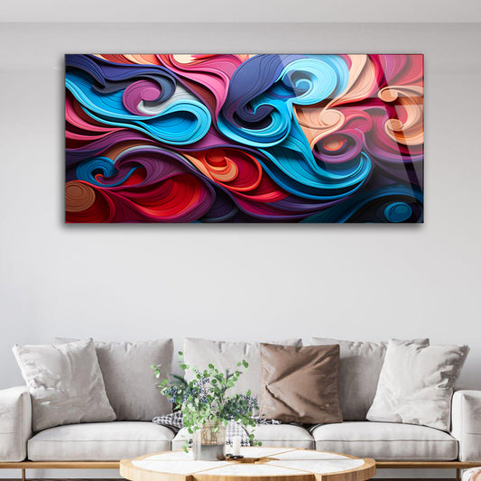 Spiral Serenity: Colorful Tempered Glass Wall Accent