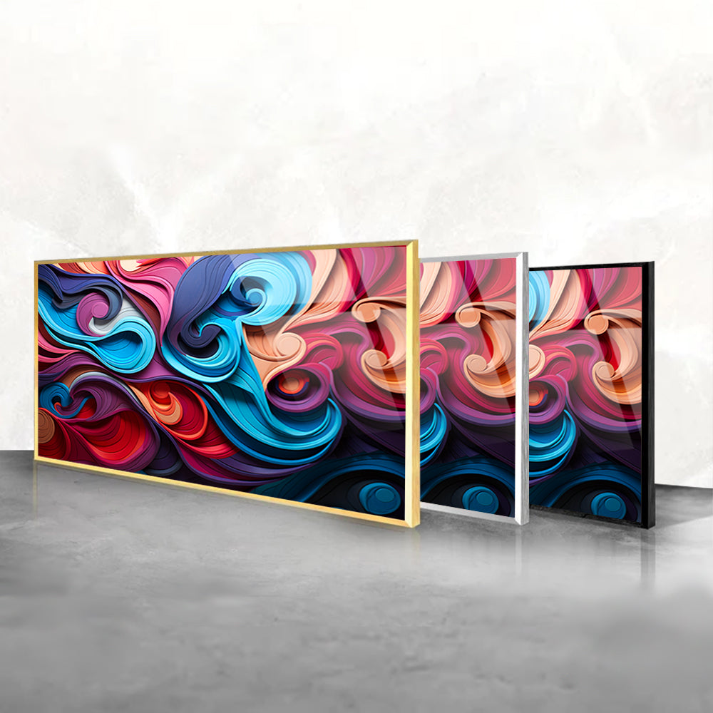 Spiral Serenity: Colorful Tempered Glass Wall Accent