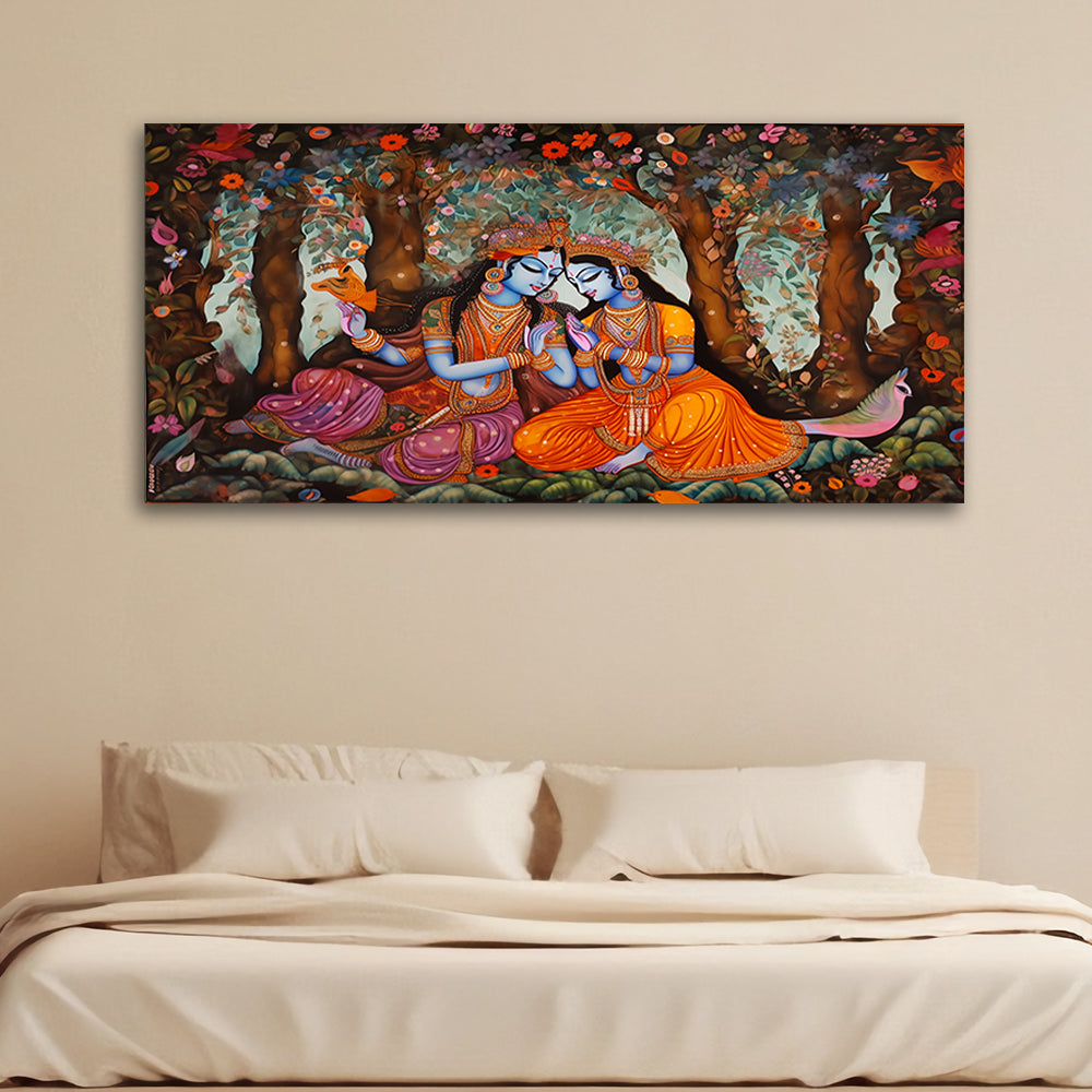 Serenity Under the Tree: Radha Krishna Crafted Art