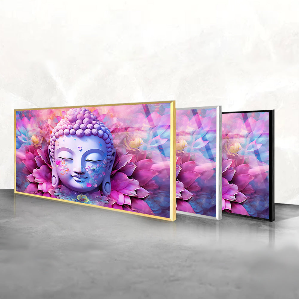 Blossoming Tranquility: Buddha Face with Floral Grace