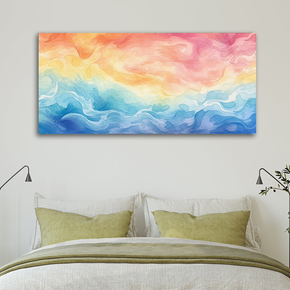 Rainbow Wave Dance: Abstract Painting in Vivid Hues