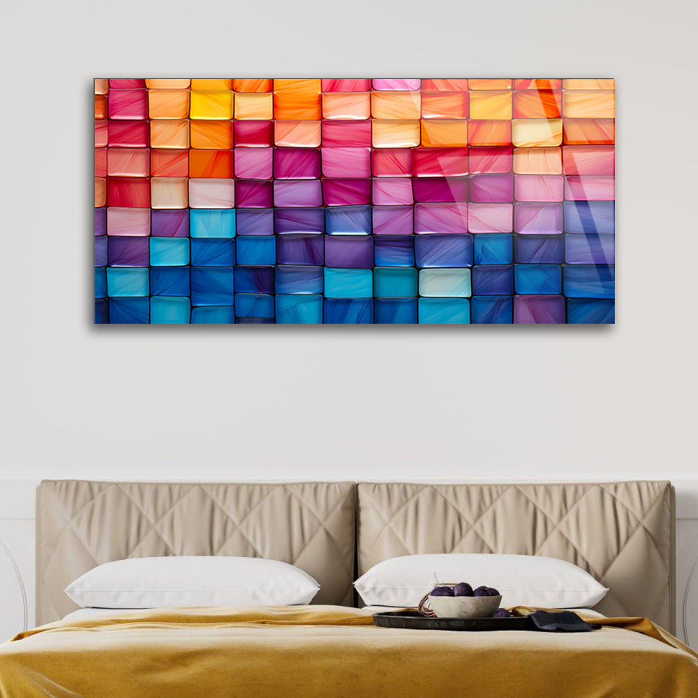 Metallic Kaleidoscope Delight: Tempered Glass Geometric Art