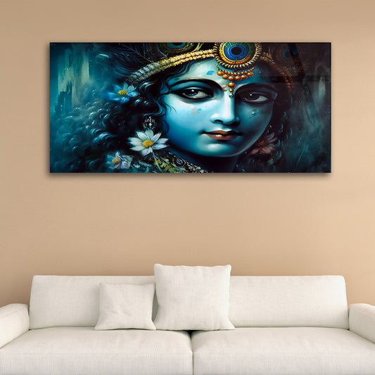 Krishna's Melody: Hindu God Krishna Painting