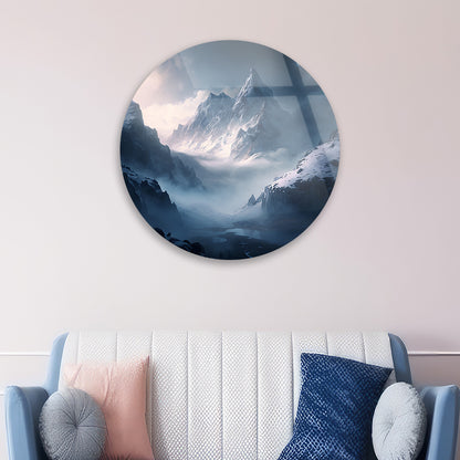 Snowy Summit Tempered Glass Wall Art