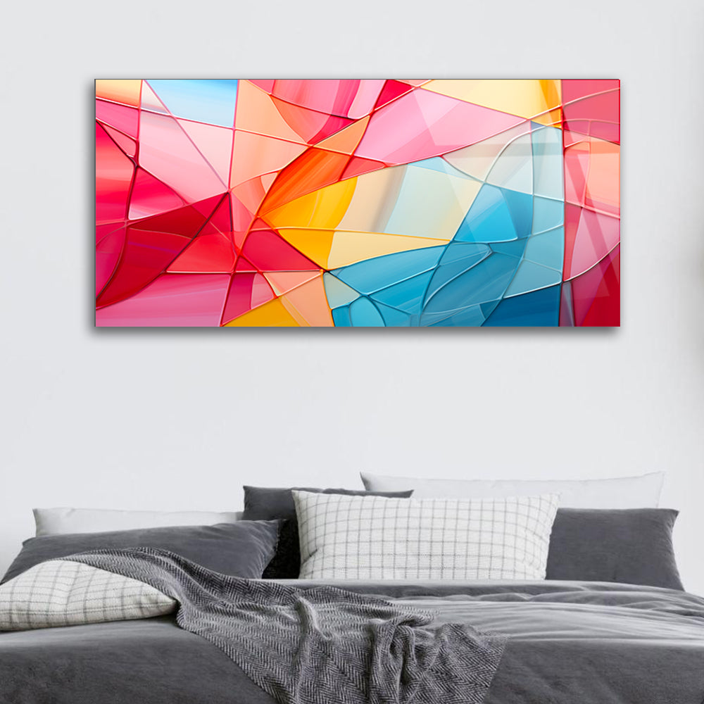 Futuristic Vibrance: AI-Generated Tempered Glass Wall Decor