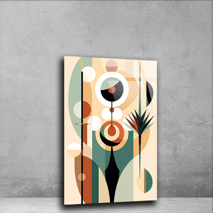 Boho Minimalism: Abstract Minimalist Painting with Lines and Circles on Glass