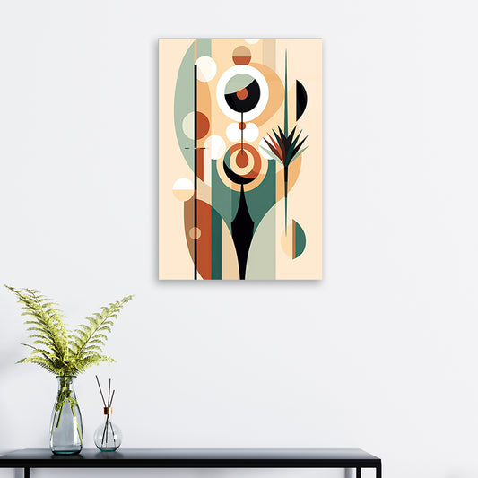 Boho Minimalism: Abstract Minimalist Painting with Lines and Circles on Glass