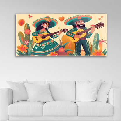 Mexican Serenade: Couple with Guitar Art