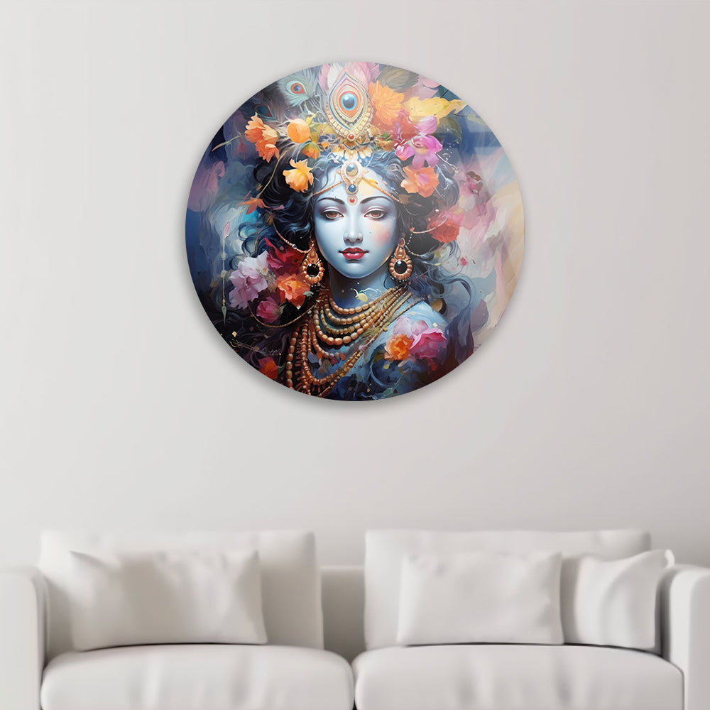 Krishna Divine Glow Tempered Glass Piece