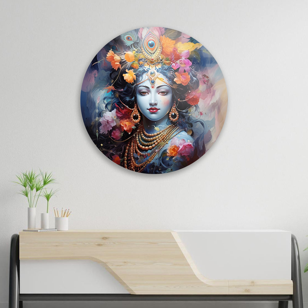 Krishna Divine Glow Tempered Glass Piece