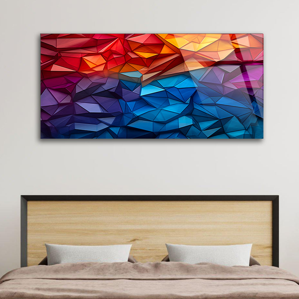 Seamless Wonderland: Colorful Polygon Tempered Glass Masterpiece