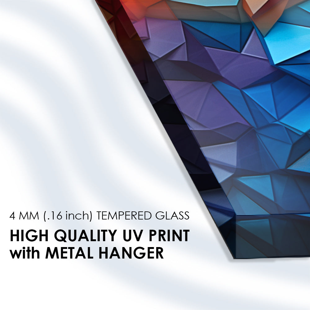 Seamless Wonderland: Colorful Polygon Tempered Glass Masterpiece