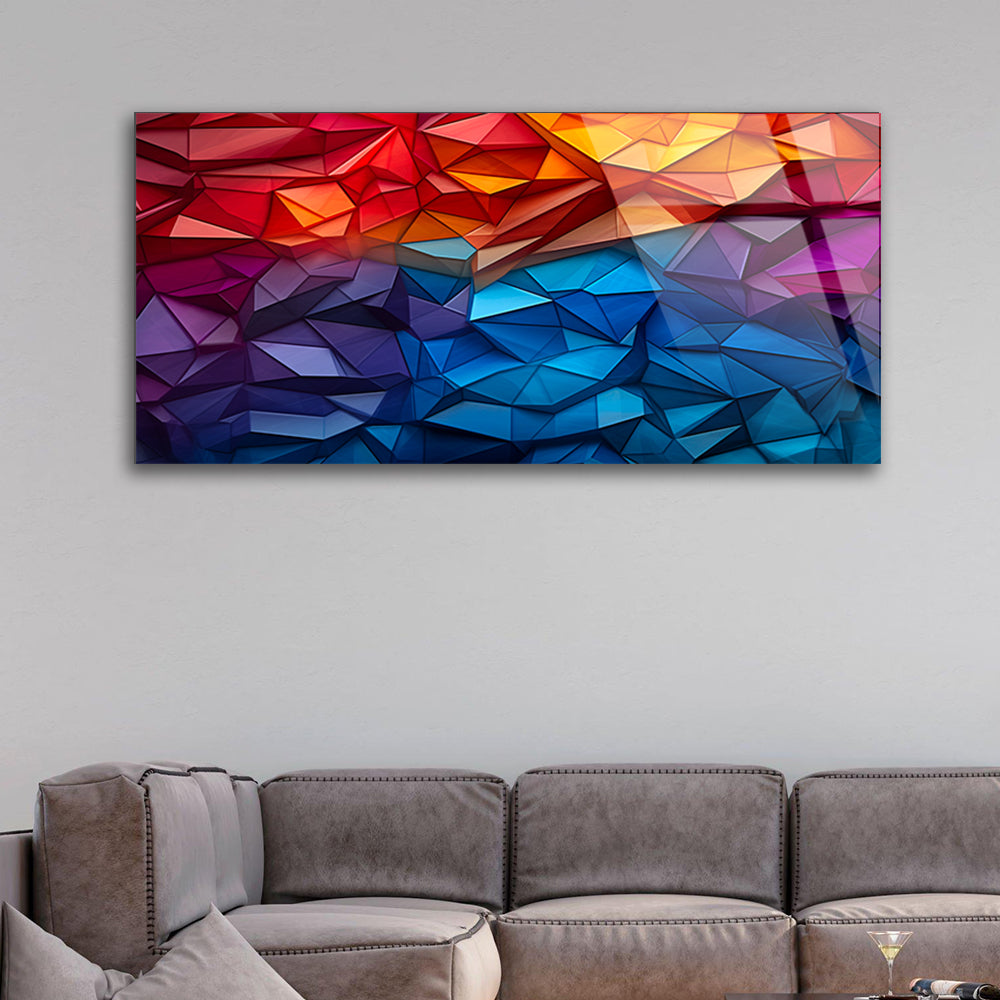 Seamless Wonderland: Colorful Polygon Tempered Glass Masterpiece