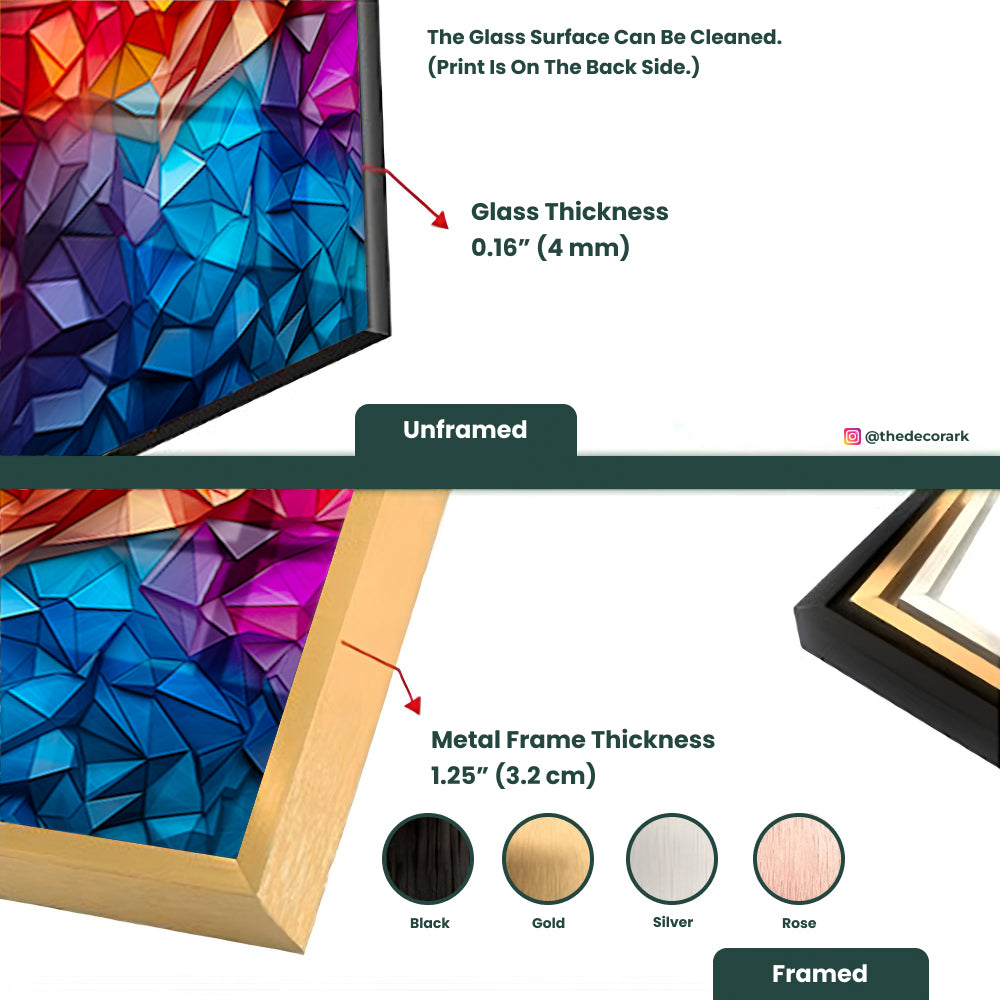 Seamless Wonderland: Colorful Polygon Tempered Glass Masterpiece