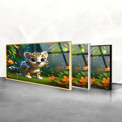 Jungle Dreamscape: Jaguar in Forest Kids Room Glass Art