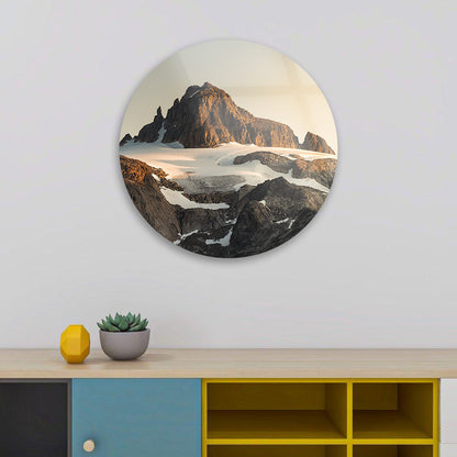 Golden Mountain Dusk Tempered Glass Art