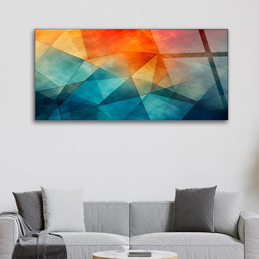 Polygonal Dreamscape: Geometric Tempered Glass Art