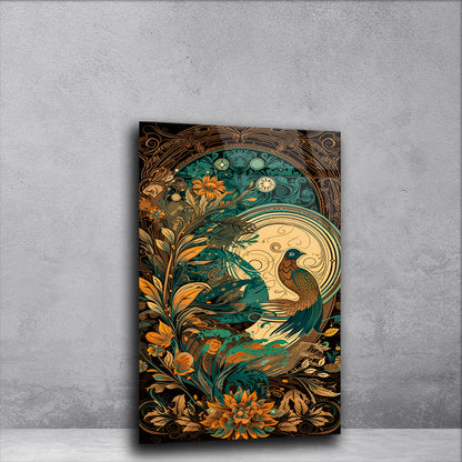 Peacock Dreams: Majestic Peacock Painting on Tempered Glass