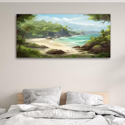 Nature's Elegance: Beach and Mountains Glass Wall Decor