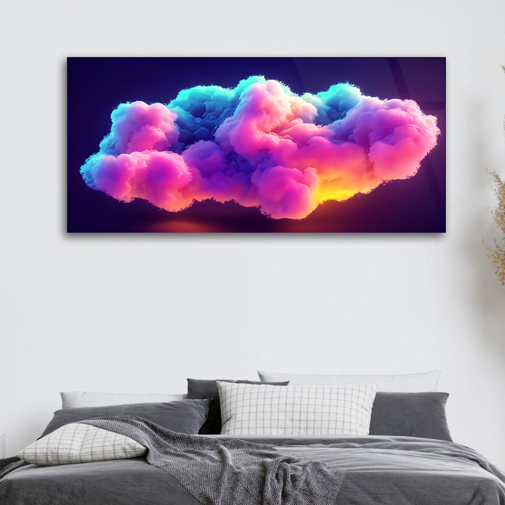 Cloud Carnival: Colorful Cloud Modern Art on Glass