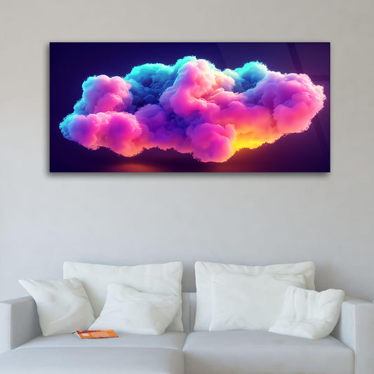 Cloud Carnival: Colorful Cloud Modern Art on Glass