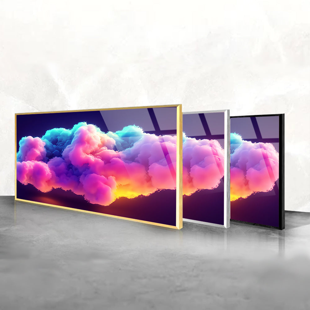 Cloud Carnival: Colorful Cloud Modern Art on Glass