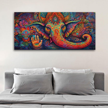 Divine Ganesha Glow: Lord Ganesha Glass Wall Art