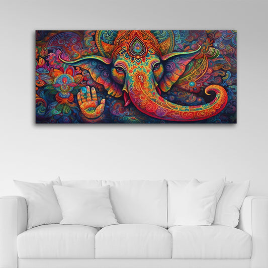 Divine Ganesha Glow: Lord Ganesha Glass Wall Art