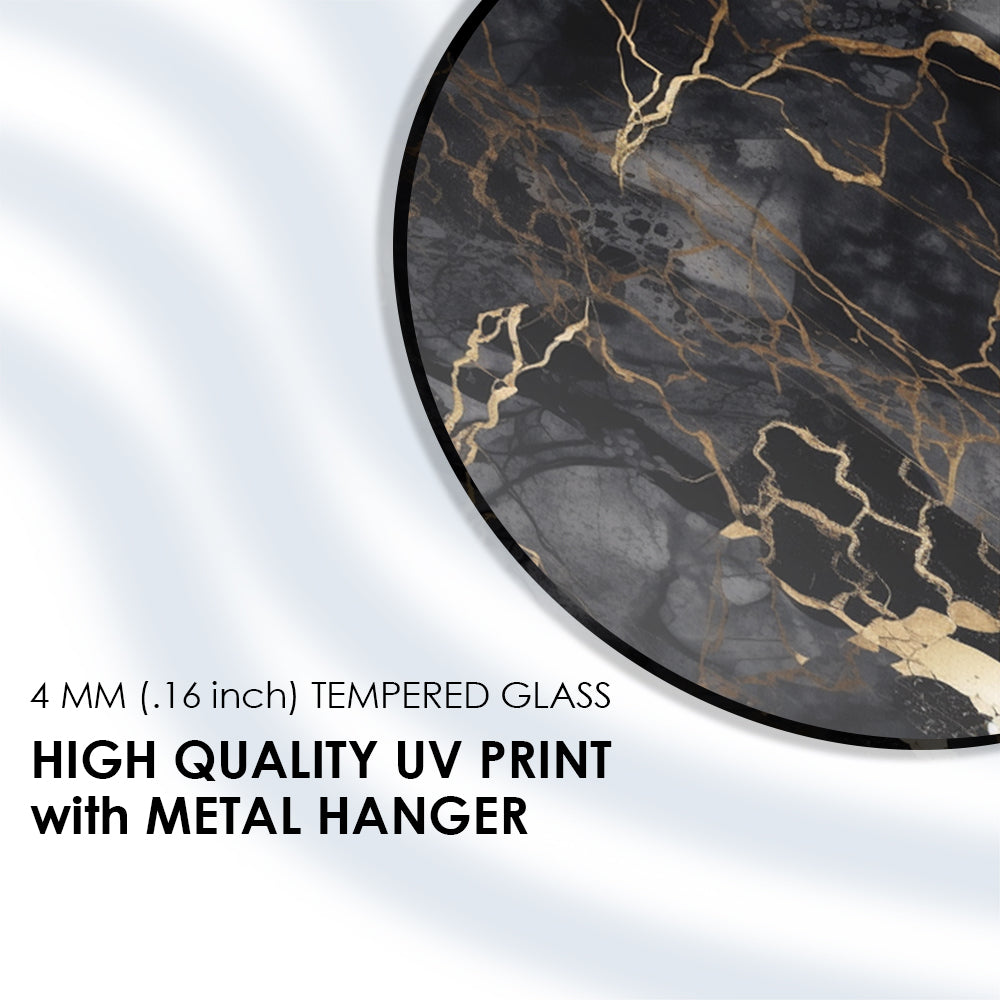 Black Gold Marble Tempered Glass Elegance