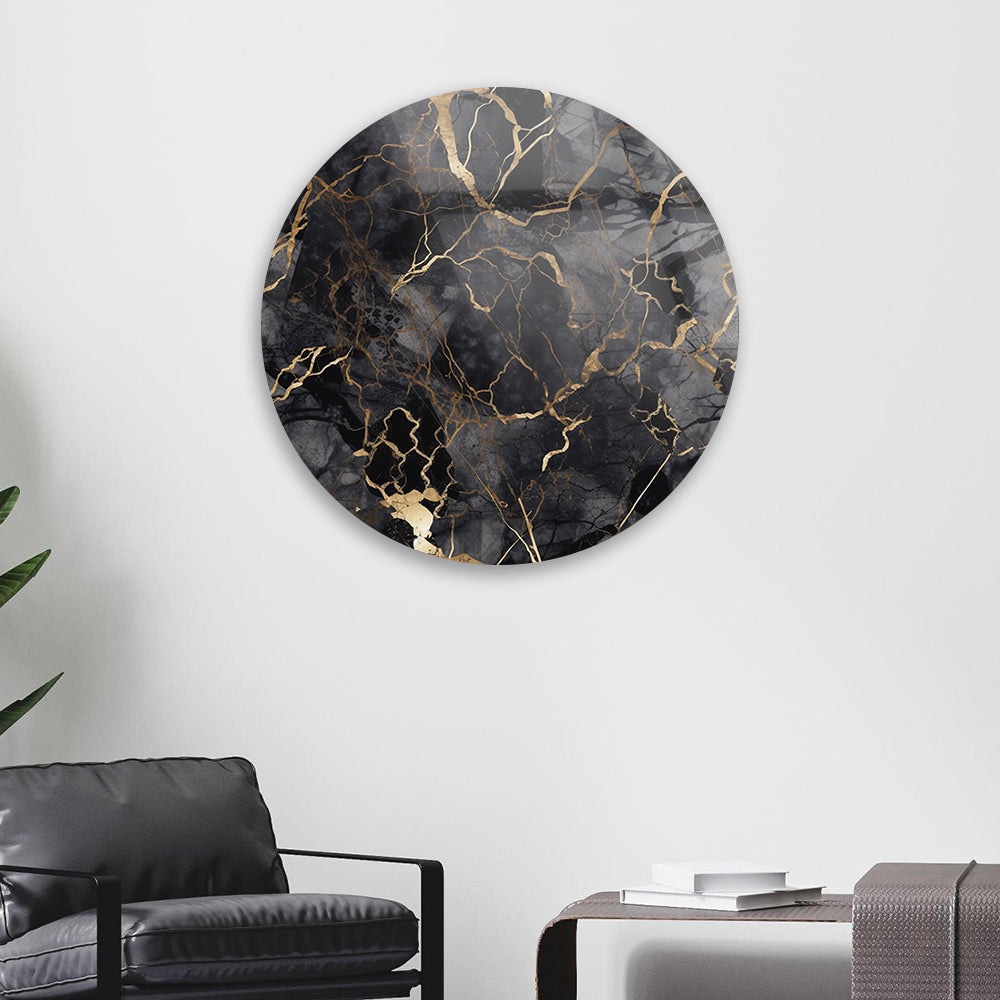 Black Gold Marble Tempered Glass Elegance